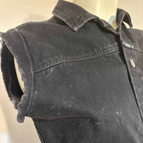 Marithe Francois Girbaud Women's Vintage Black Sleeveless Denim Jacket - Picture 4 of 6